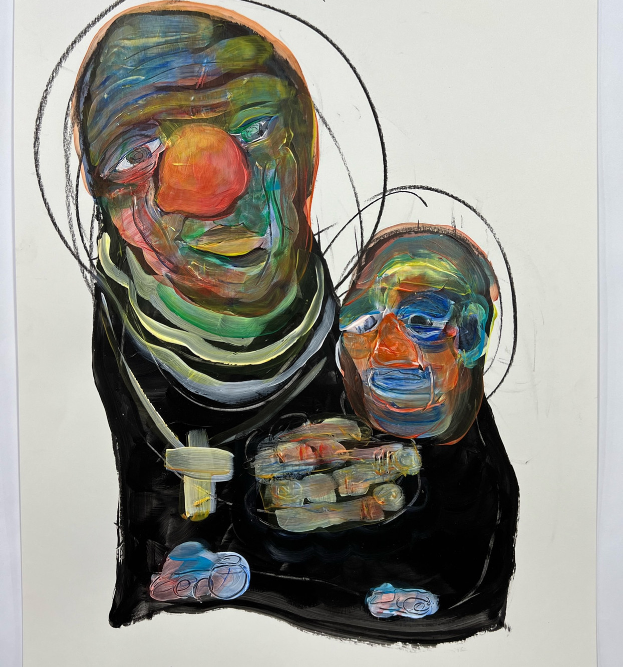 Figures painting close view